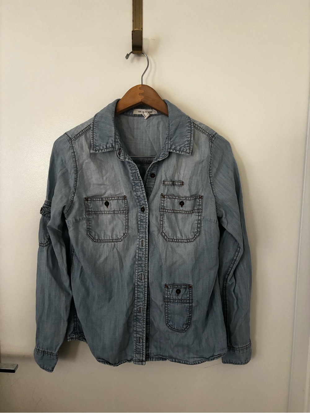 life in progress Light Blue Denim Jacket with Patch Pockets